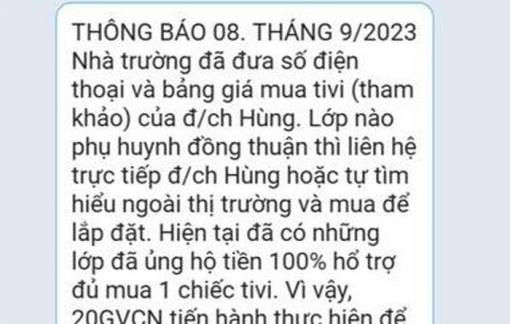 1 trường tiểu học ở Khánh Hòa phải trả lại tiền "huy động mua ti vi" cho phụ huynh