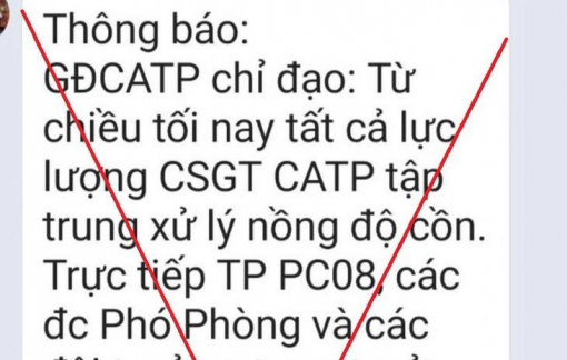 Thông tin “Giám đốc Công an TPHCM chỉ đạo đo nồng độ cồn” là giả