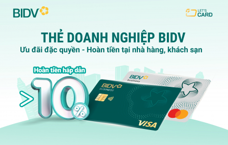 Let’s Card - Ưu đãi hoàn tiền 10% với thẻ doanh nghiệp BIDV