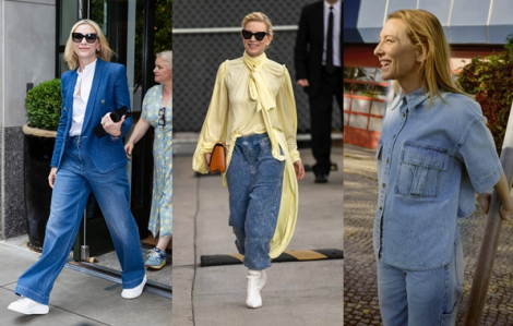 Minh tinh Cate Blanchett trẻ trung với trang phục denim