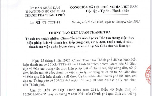 Giám đốc Sở GD-ĐT TPHCM phải kiểm điểm trách nhiệm nhiều tập thể, cá nhân