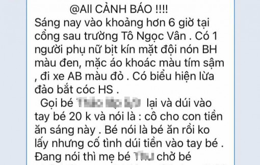 UBND quận 12 thông tin vụ việc “người lạ cho tiền học sinh tiểu học”