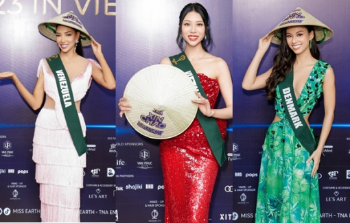 90 người đẹp ''Hoa hậu Trái đất 2023'' khoe sắc với nón lá Việt Nam