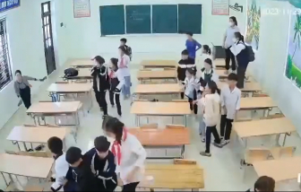 Xuất hiện clip cô giáo cầm giày đuổi cả lớp chạy tán loạn ở Tuyên Quang
