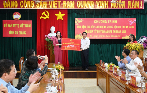 Phó chủ tịch nước Võ Thị Ánh Xuân tặng quà tết cho hộ nghèo ở An Giang
