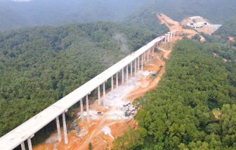 Gấp rút hoàn thiện 5 cầu cạn “vượt rừng” trên cao tốc Bắc Nam