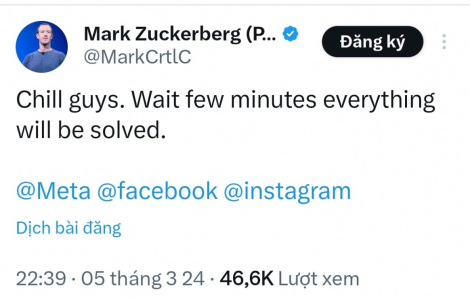 Mark Zuckerberg trấn an người dùng toàn cầu sau sự cố “sập” Facebook