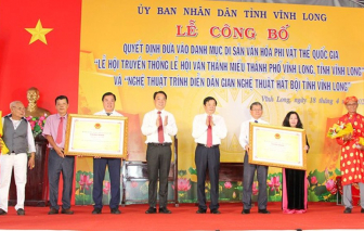 Vĩnh Long đón nhận 2 di sản văn hóa phi vật thể quốc gia