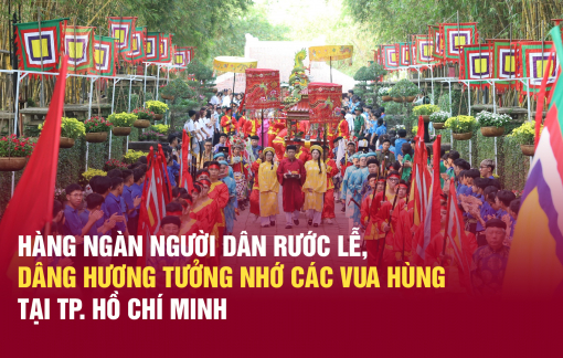 Hàng ngàn người dân rước lễ, dâng hương tưởng nhớ vua Hùng tại TPHCM