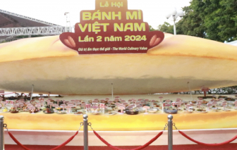 Ổ bánh mì khổng lồ, chứa 150 món ăn kèm tại Lễ hội bánh mì