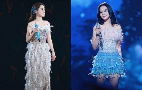 Chung Hân Đồng diện váy đính pha lê của NTK Việt lên sân khấu