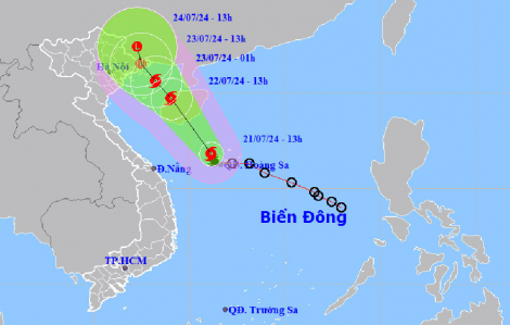 13g chiều 21/7, bão số 2 hướng vào đất liền, miền Bắc mưa lớn trên 250mm