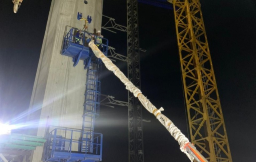 Cầu Rạch Miễu 2 căng dây văng đầu tiên sau 2 năm thi công