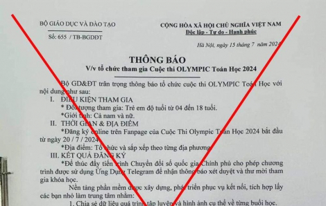 Cảnh báo giả mạo văn bản của Bộ GD-ĐT để tổ chức thi Olympic Toán học