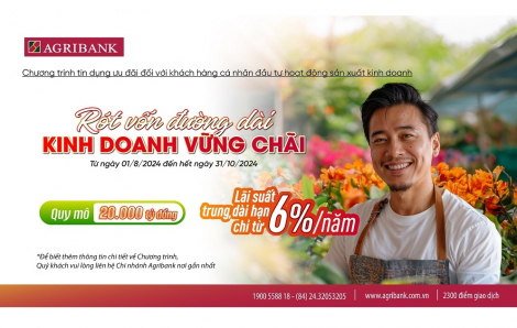 Ưu đãi khách hàng cá nhân vay vốn đầu tư hoạt động sản xuất kinh doanh với lãi suất trung, dài hạn chỉ từ 6%/năm