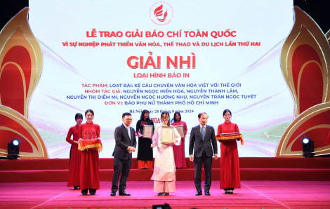 Báo Phụ nữ TPHCM đoạt giải Nhì Giải báo chí toàn quốc vì sự nghiệp phát triển văn hóa, thể thao du lịch 2024