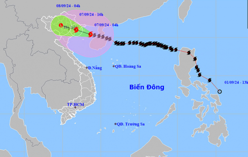 Sáng 7/9, bão Yagi chỉ còn cách Móng Cái 180km, gió giật cấp 14