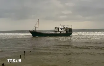 'Tàu ma’ trôi dạt vào bờ biển Quảng Trị