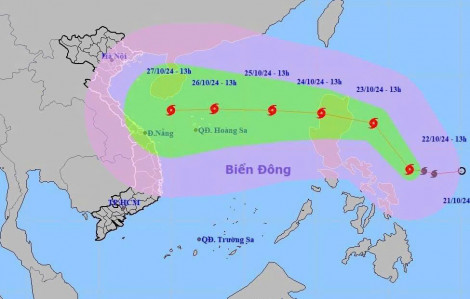 Bão Trami mạnh lên cấp 9, dự báo liên tục tăng cấp trên Biển Đông