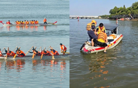 Lật thuyền đua trên sông Đồng Nai