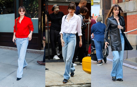 Học cách phối quần jeans trẻ trung như Dakota Johnson