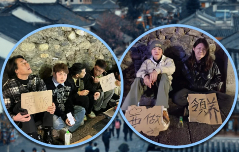 Những người ăn xin "vui vẻ" xuất hiện ở nhiều thành phố du lịch Trung Quốc