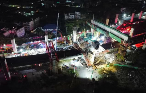 Sập dầm cầu cao tốc đang thi công ở Thái Lan, 7 người chết, 27 người bị thương