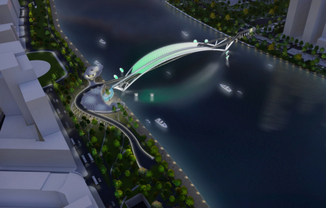 Người dân phấn khởi khi cầu đi bộ qua sông Sài Gòn khởi công