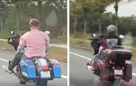 CSGT Quảng Nam xử lý 2 người đàn ông Hàn Quốc chạy mô tô buông cả 2 tay