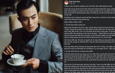 Doãn Quốc Đam lên tiếng xin lỗi về quảng cáo sữa theo kịch bản