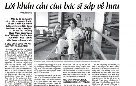 “Lời khẩn cầu của bác sĩ sắp về hưu” đến nay vẫn chưa được giải quyết