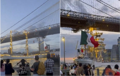 Thuyền buồm chở gần 300 người đâm vào cầu Brooklyn, Mỹ