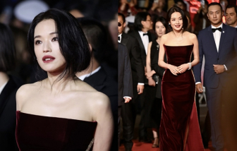 Hình ảnh Thư Kỳ vẫy tay chào tại thảm đỏ LHP Cannes 2025 gây sốt mạng xã hội