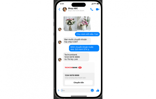 Techcombank tích hợp tính năng chuyển tiền qua Messenger, nâng cao trải nghiệm giao dịch liền mạch cho khách hàng