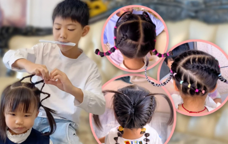 Cậu bé 11 tuổi phát minh 300 kiểu tóc độc đáo cho cô em gái bé nhỏ