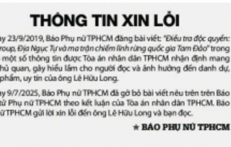Thông tin xin lỗi