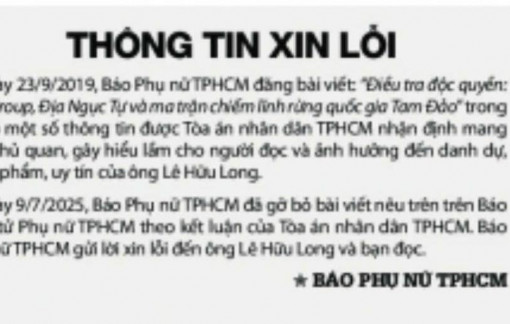 Thông tin xin lỗi