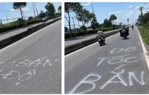 CSGT TPHCM xác minh thanh niên phun sơn có dòng chữ “bắn tốc độ” trên đường