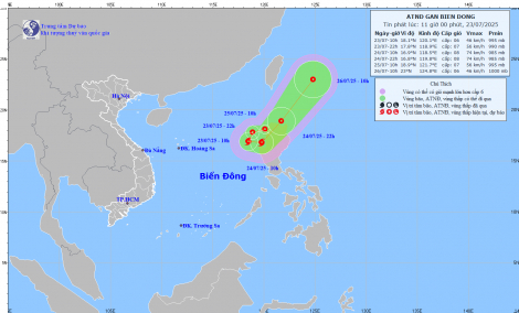 Áp thấp nhiệt đới lại có khả năng thành bão vào ngày 24/7