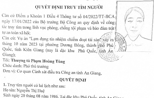 Truy tìm một phụ nữ ở Phú Quốc mượn tiền một nhân viên ngân hàng rồi bỏ trốn