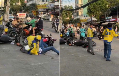 Công an vào cuộc vụ 2 người mặc áo xe ôm công nghệ đánh nhau gây náo loạn trên đường
