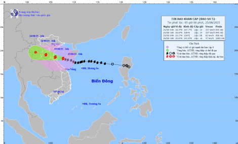 Bão số 5 đổ bộ vào Bắc Trung bộ chiều nay, mạnh cấp 14