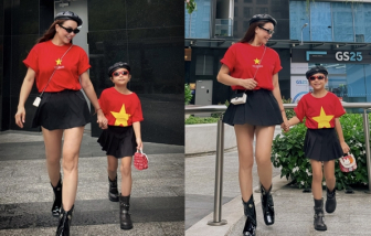 Trà Ngọc Hằng và con gái diện áo cờ đỏ sao vàng mừng Quốc khánh 2/9