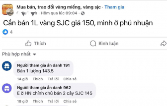 Giá vàng tại thị trường tự do lên tới 150 triệu đồng/lượng