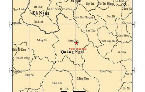 2 trận động đất lúc rạng sáng ở Quảng Ngãi
