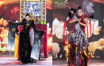 Bàn thờ, xe máy... vào trang phục tại Miss Grand Vietnam