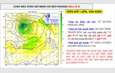 Bộ Quốc phòng huy động trên 300.000 chiến sĩ, dân quân sẵn sàng ứng phó  bão Ragasa