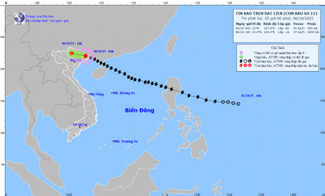 Bão số 11 đi vào Trung Quốc, suy yếu khi đổ bộ Việt Nam chiều nay