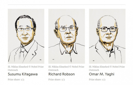 Giải Nobel Hóa học năm 2025 thuộc về 3 nhà khoa học phát triển nền tảng khung kim loại - hữu cơ