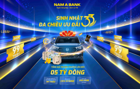Sinh nhật 33 năm Nam A Bank: Hoàn tiền mỗi ngày, cơ hội trúng xe Honda CR-V Hybrid